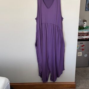 Flowy Purple Sleeveless Maxi Romper
